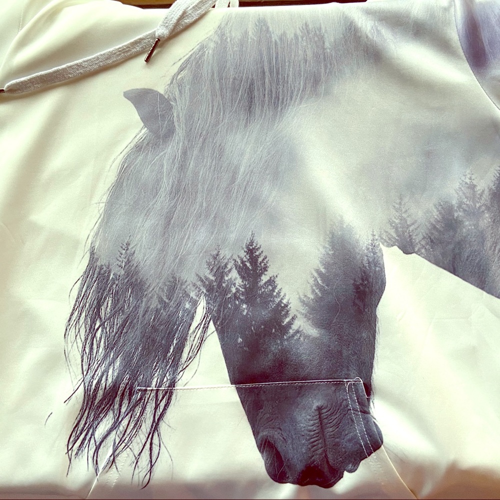 Horse head white hoodie